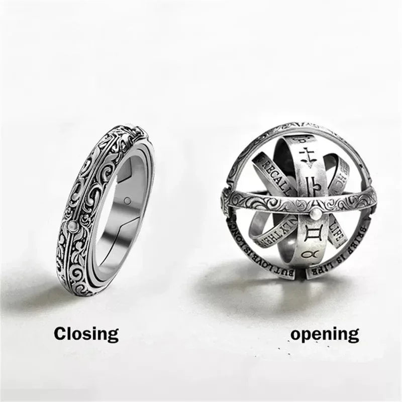 Metamorpher astronomischer Kugelring für Männer und Frauen, umgekehrter metamorpher kosmischer Kugelring, Retro-Stil, Paar-Halskette, Schmuck