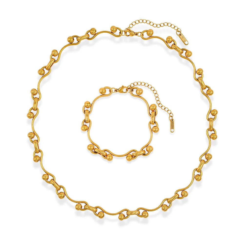 DASEIN Neue 18 Karat vergoldete Vintage-Punk-Kettenhalskette, anlaufgeschützter Edelstahl, zierlicher polierter Schmuck für Frauen