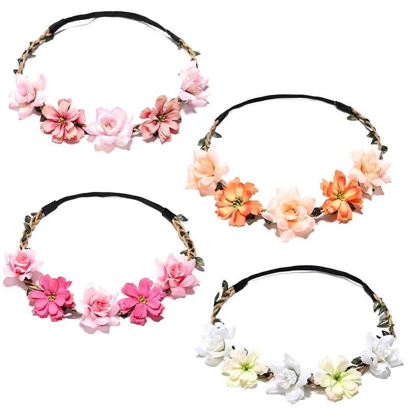 Mode süße Braut Blumen Stirnband für Frauen Mädchen böhmischen Stil Blume Krone Haarband Party Cosplay Haarschmuck