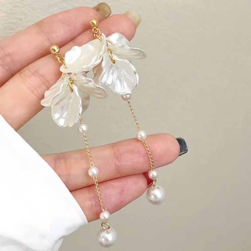 Moderne Schmuck 925 Silber Nadel Elegante Temperament Simulierte perle Quaste Ohrringe Für Frauen Mode Zubehör Großhandel