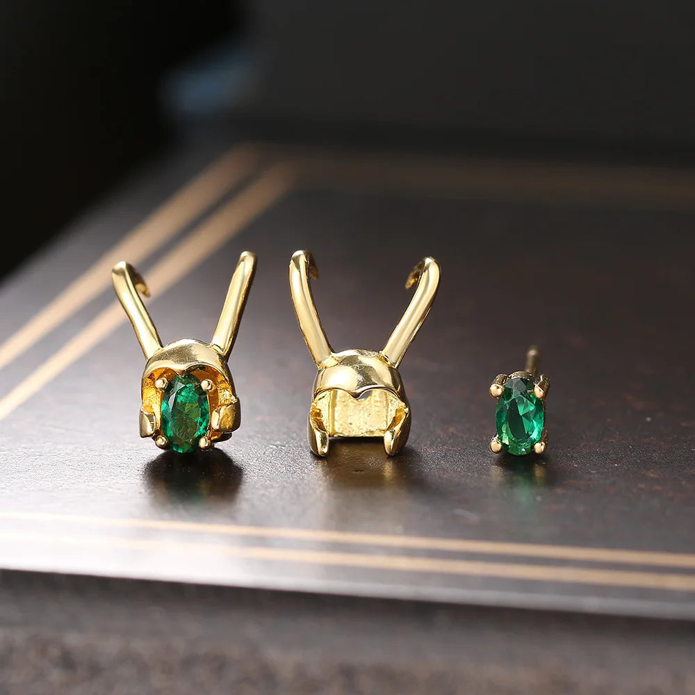 Loki Helm Schmuck Set Für Frauen Superheld Thor Loki Hörner Passenden Stud Ohrring Ring Set Cosplay Requisiten Mode Schmuck 2024