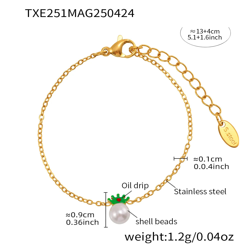 Liora Mode Emaille Bowknot Anhänger Simulierte Perle Halskette Armband Ring Ohrringe Für Mädchen Edelstahl Charme Schmuck Set