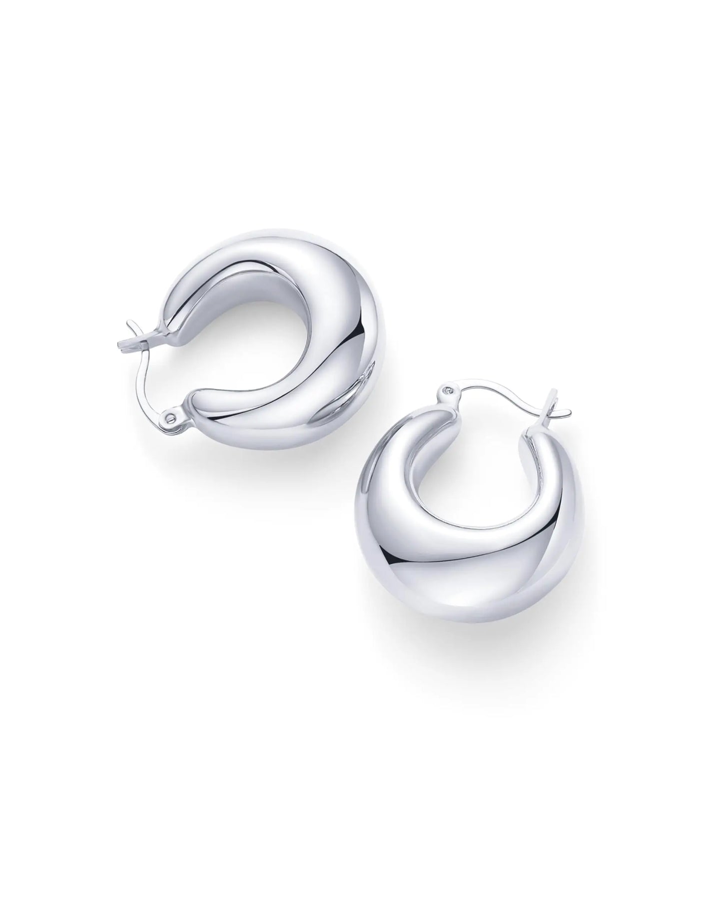 Shevalue Damen-Ohrringe, klassisch, 14 Karat vergoldet, Sterlingsilber, Pfosten, klobige Creolen, dicke, leichte, trendige, klobige Creolen