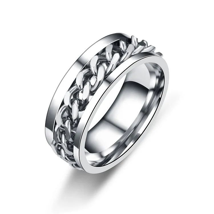 Drehbare Kettenringe aus Titanstahl für Damen und Herren, Spinnerring, Dekompression, multifunktionaler Kettenring, Flaschenöffnerring, Geschenk