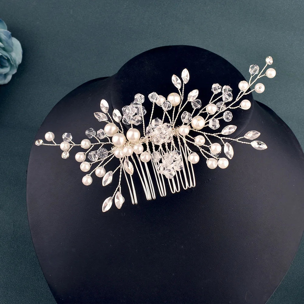 A499 Silber Gold Farbe Haar Kamm Kristall Hochzeit Kopf Stück Braut Kopfbedeckungen Frauen Haar Zubehör Party Pin Clip Prom Stirnband
