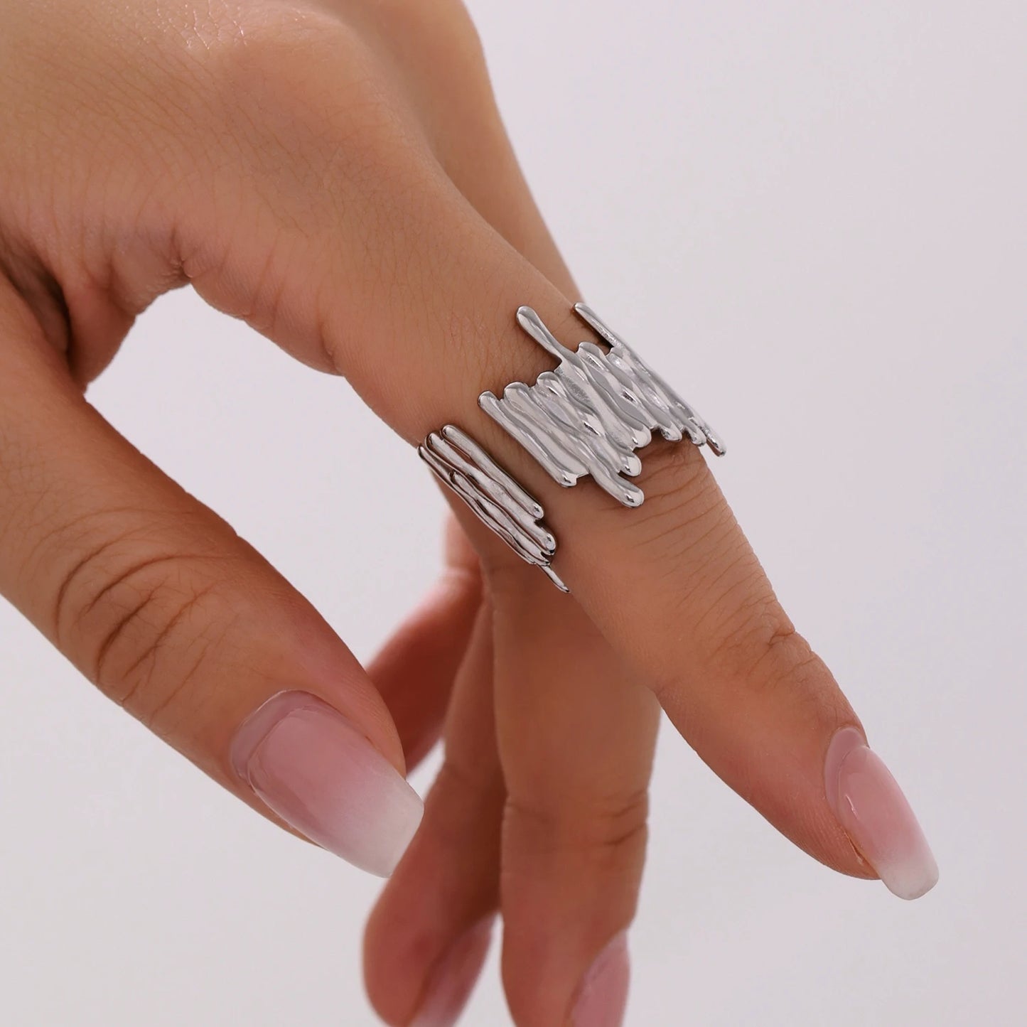 Vergoldeter personalisierter Ring aus Edelstahl 316, für Damenmode, goldfarben, Silber, offener Ring, Paar, wasserdichter Schmuck, Geschenk