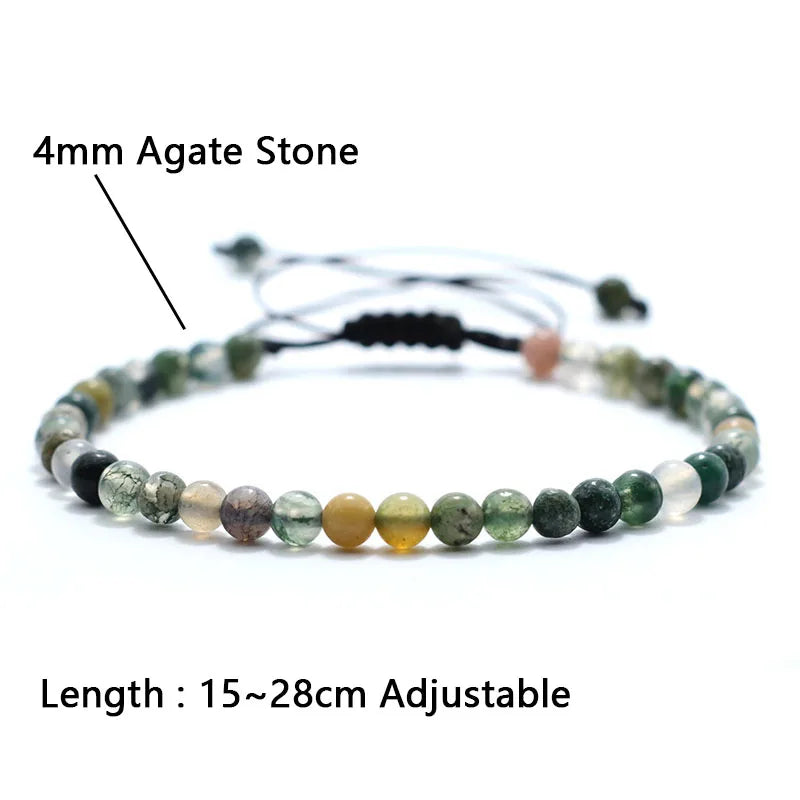 Mode 4mm Naturstein Armband Männer Frauen Handgemachte Geflochtene Einstellbare Armband Kleine Tiger Augen Howlith Achate Perlen Armband