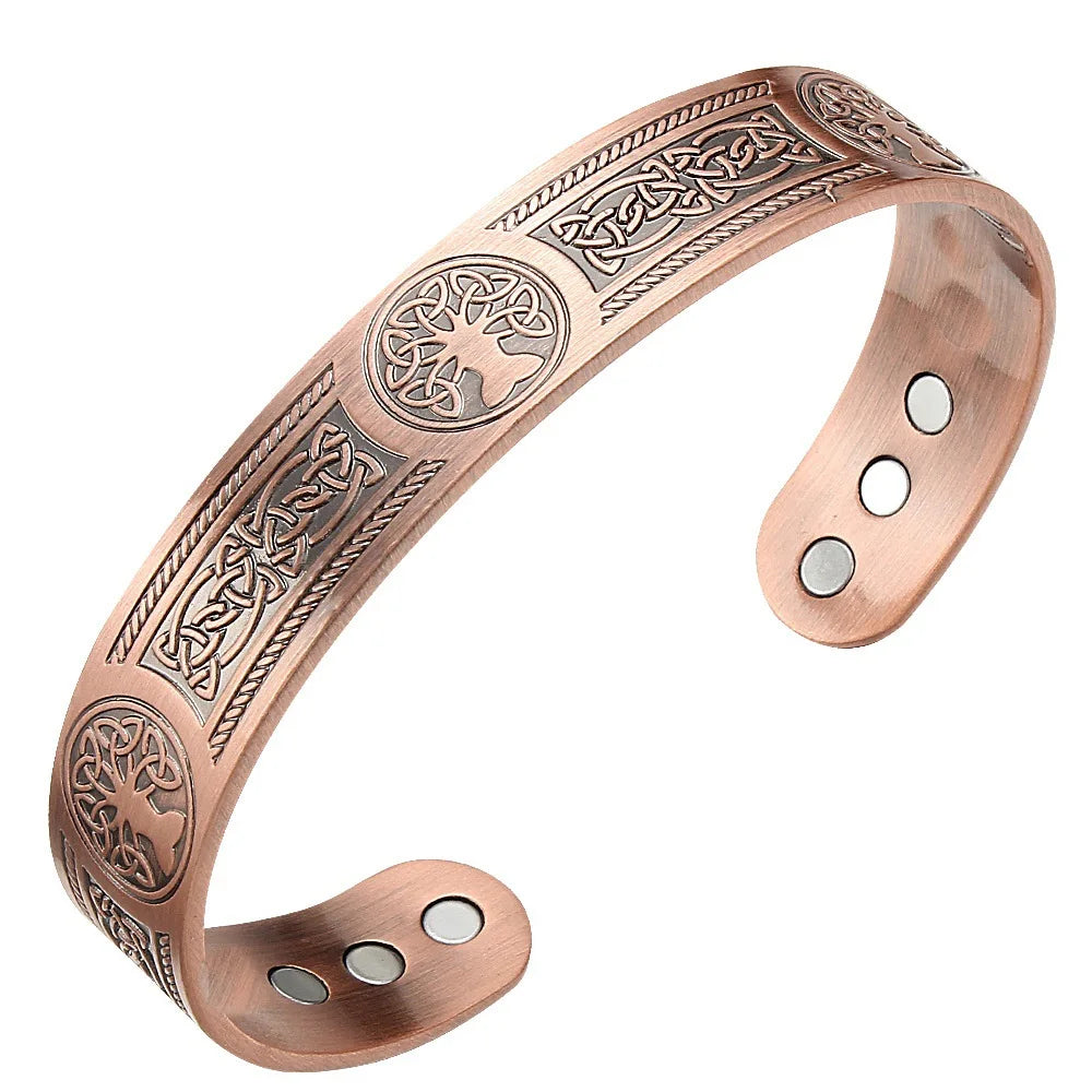 Heißes verkaufendes Magnet-Retro-Armband mit Lebensbaummuster-Anordnung, magnetisches antikes Kupferarmband für Herren