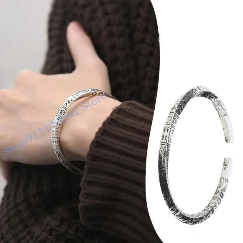 H9ED Viking-Bracelet für Männer Schutz Amulett Mobius Manschette Armreifen Geburtstag Geschenk