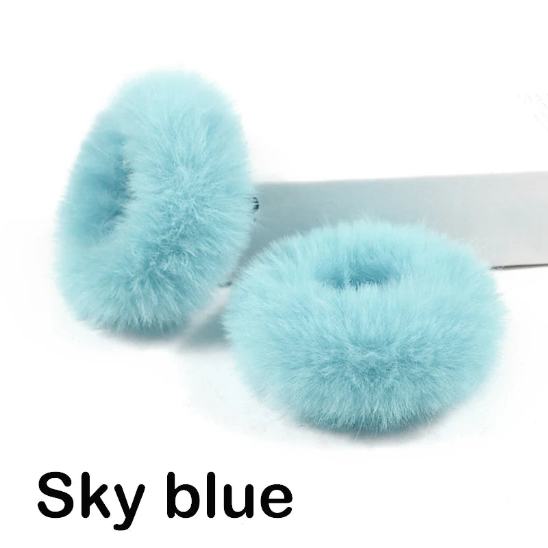 2 Stück Baby Mädchen Plüsch elastische Haar bänder kleine Gummiband Haar ringe für Kinder pelzige Haar gummis Haar gummis Haarschmuck