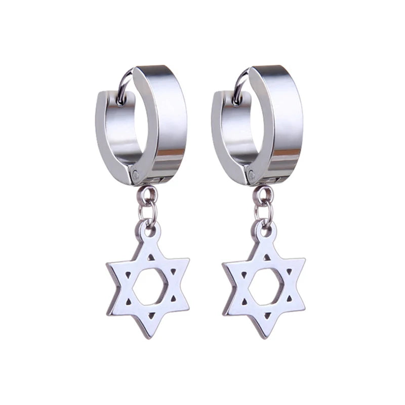 Neueste 1 Paar Edelstahl Kreuz Anhänger Baumeln Lange Quaste Unisex Creolen Männer/Frauen Punk Gothic Schmuck Beste Geschenke