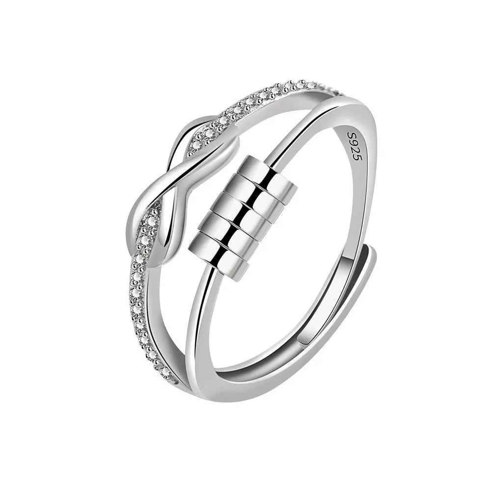 Stress Relief Runde Perlen Knuckle Ringe Für Frauen Frei Drehen Rotierenden Angst Fidget Spinner Twisted Ring Anillos Ajustables