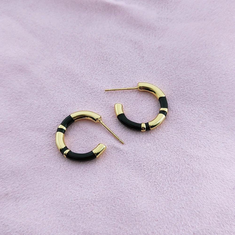 NicheDesign handgefertigte Bronze vergoldete Bambusnadel aus 925er Silber, großer Ohrring, Ohrstecker, modischer Damenschmuck