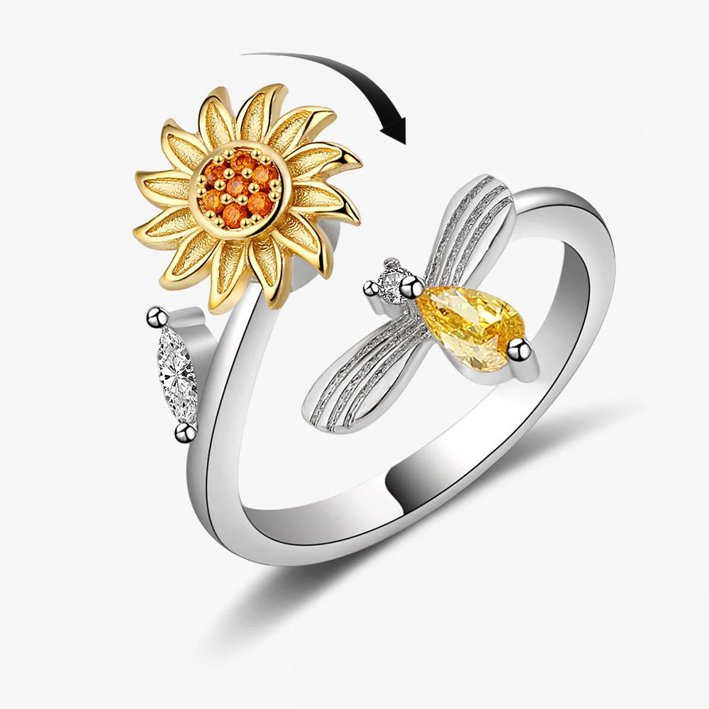 Anti Stress Angst Zappeln Ringe für Frauen Edelstahl Spinner Sonnenblume Sonne Stern Ring Trendy Schmuck Geschenk Dropshipping