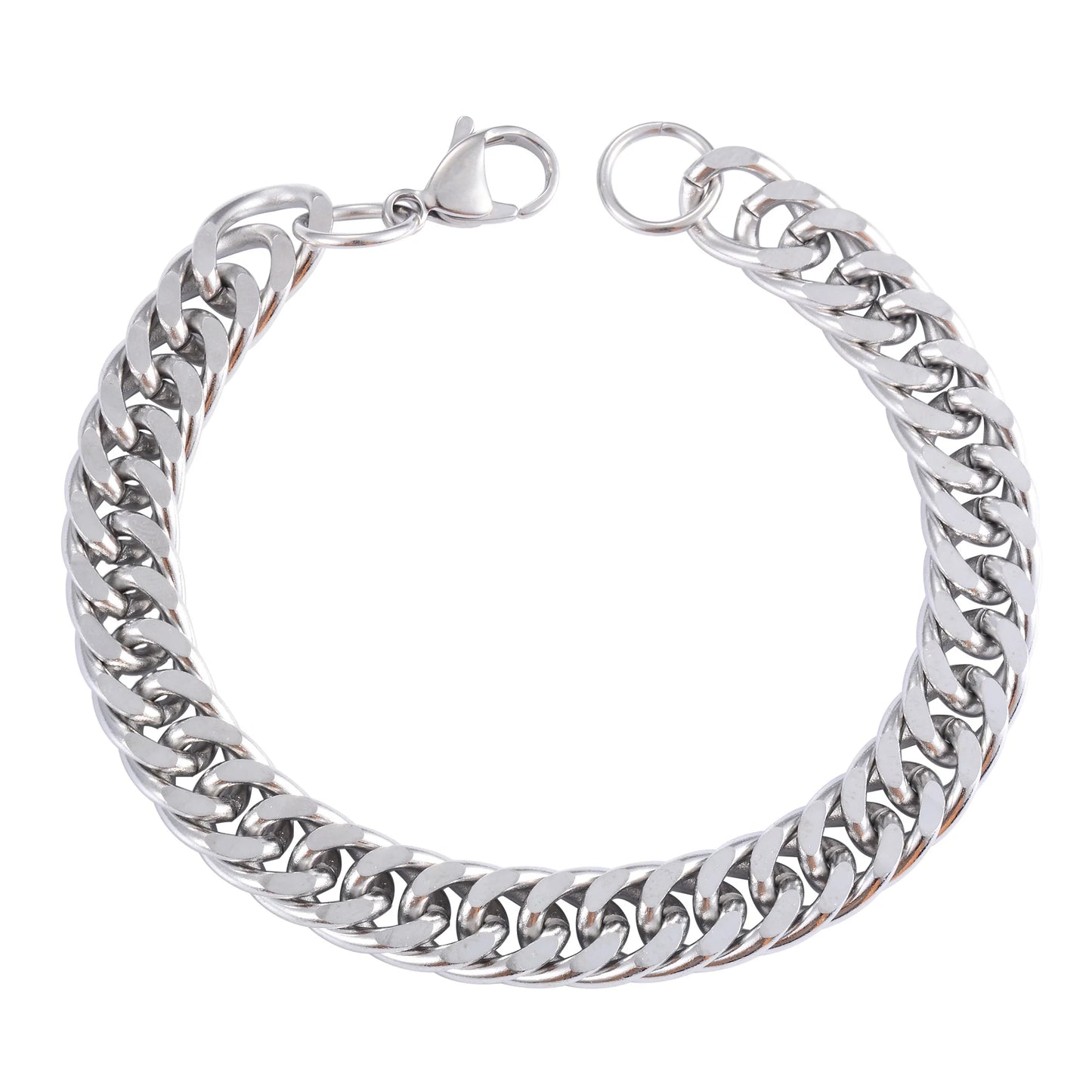 Herren Edelstahl Kubanische Panzerkette Link Armband für Punk Hiphop Junge Silber Farbe Armband Metall Schmuck Zubehör Geschenk