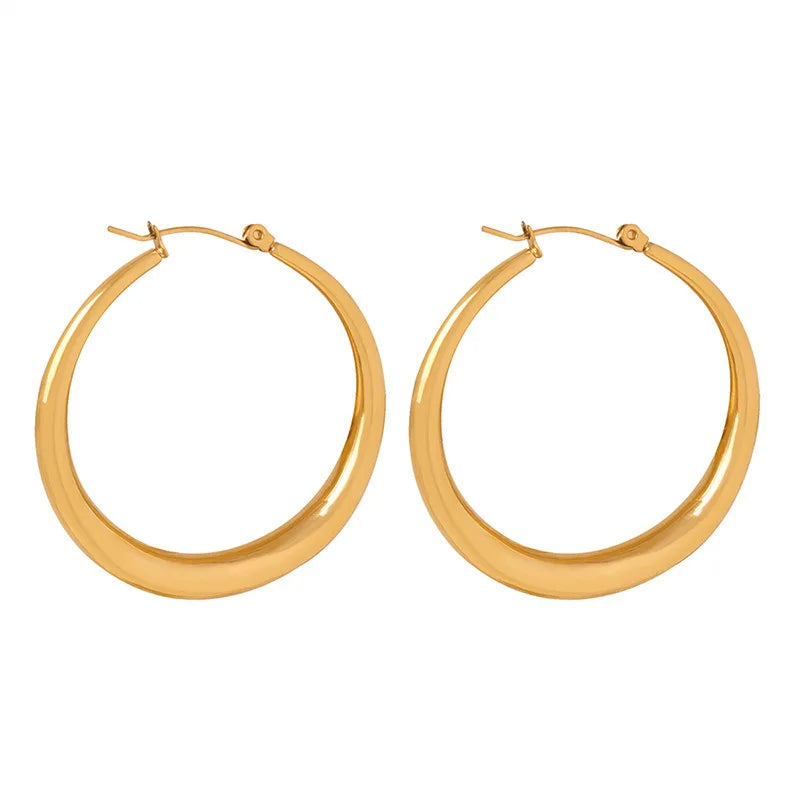 Runde Edelstahl Große Ohrringe für Frauen Hip-Hop Neue Weibliche Creolen Luxus Schmuck Freundin Geschenk Großhandel