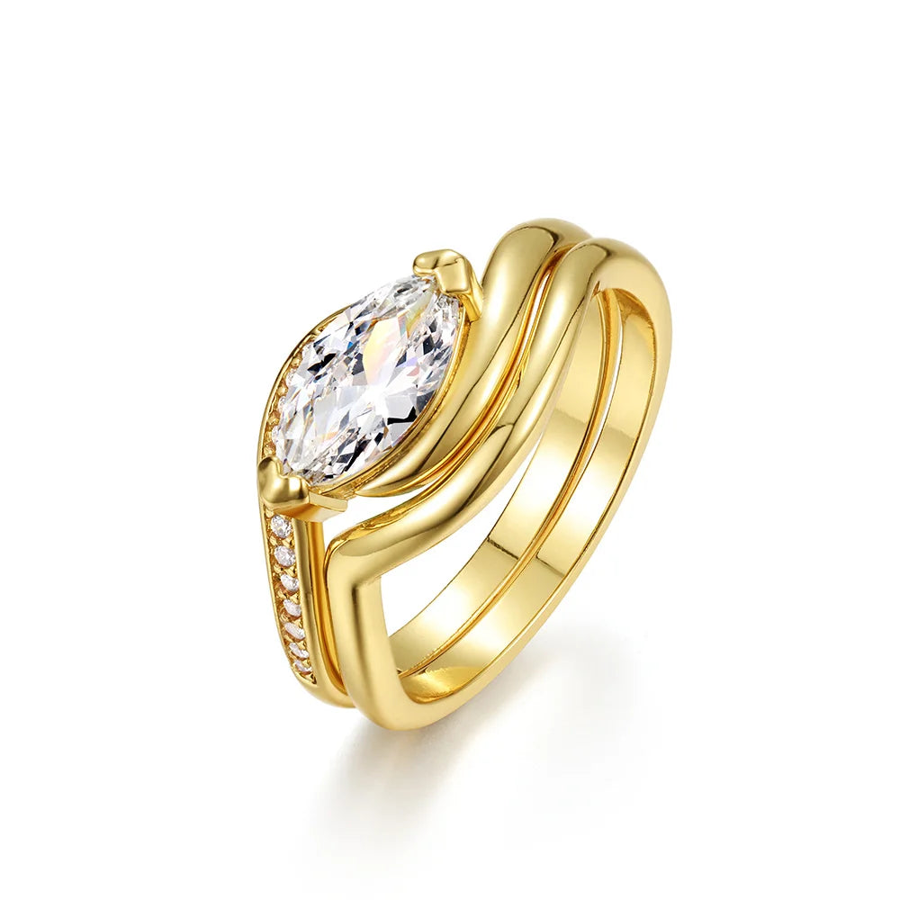 OEVAS 1ct 5x10mm D Farbe Marquise Cut Moissanit Ring Set für Frauen 100% S925 Silber Sterling Ehering edlen Schmuck mit GRA