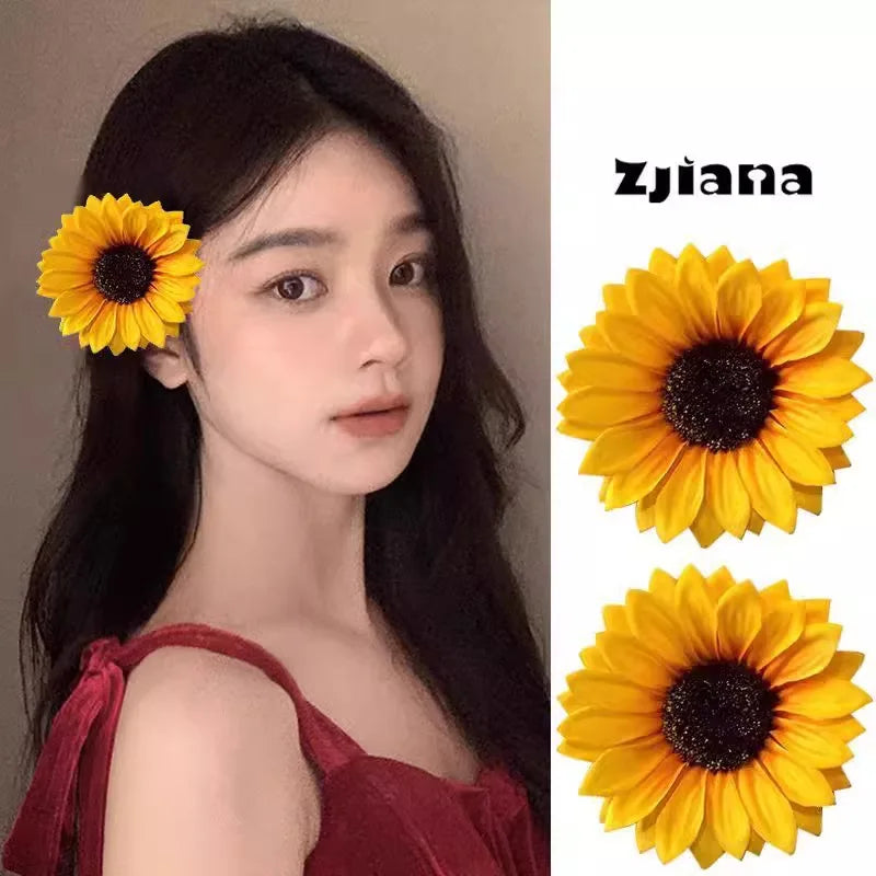 Sommer Sonnenblume Haarspange Süße Gelbe Blume Große Haarnadel Rand Clip Frauen Mädchen Mode Haar Zubehör Strand Kopfschmuck Geschenke