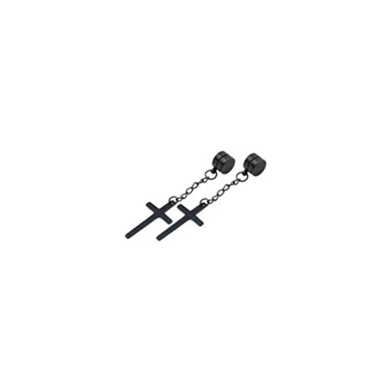 Punk Kreuz Anhänger Quaste Edelstahl Ohrringe Magnet Mode Geometrische Clip Ohr Schmuck Party Geschenke Für Frauen Männer