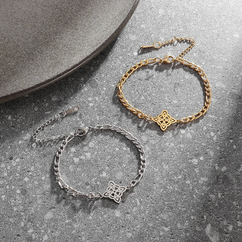 Edelstahl Hexerei Hexenknoten Armband Frauen Glücksknoten Verstellbares Armband Mädchen Glücksamulett Schmuck