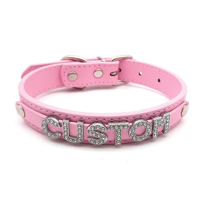 Sexy PU Leder Benutzerdefinierte Name Buchstaben Halsband Halsketten Männer Frauen Personalisierte Cosplay Angepasst Chocker Schmuck