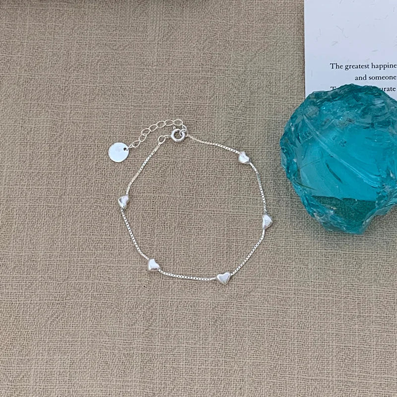 VENTFILLE 925 Sterling Silber Linie Extrem feines Armband für Frauen Liebe Haert Bead Koreanische Ins Süße Schmuck Geschenk Dropshipping