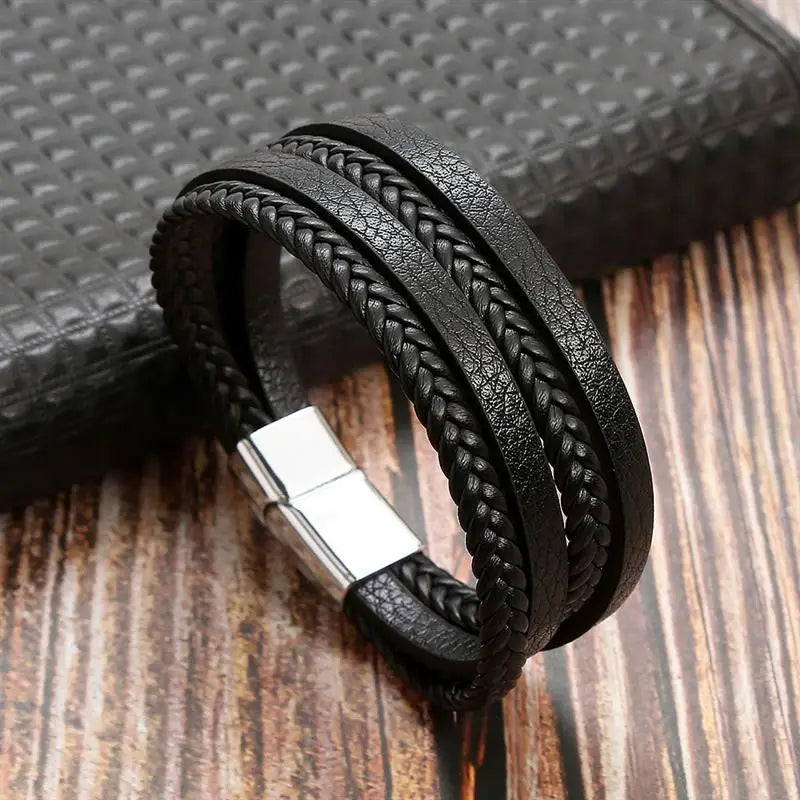Jiayiqi Leder Armband Männer Punk Hip Hop Metall Charme Tigerauge Stein Perlen Multi-Schicht Armband Für Männer Mode schmuck Geschenk