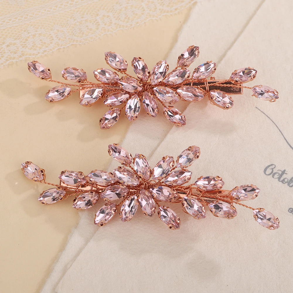 2PCS Strass Haarspange für Hochzeit Braut Kopfschmuck Silber Schwarz Braut Haarschmuck Grün Rot Tiara Blau Lila Ornamente