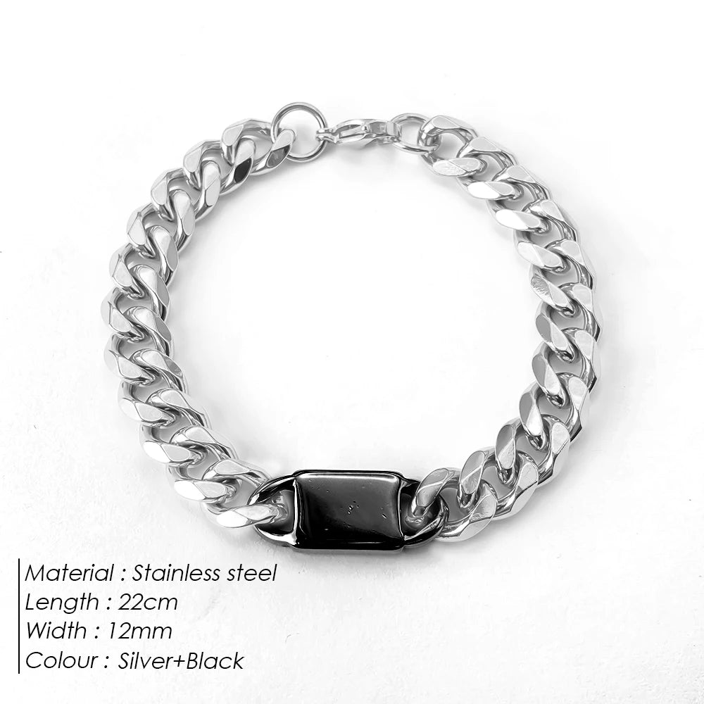 eMancoUnisex Edelstahl Trendy Quadrat Armband Hip-Hop Mode Einfache Kalte Coole Stil Armbänder Hand Schmuck48 Stunden Schiffsm