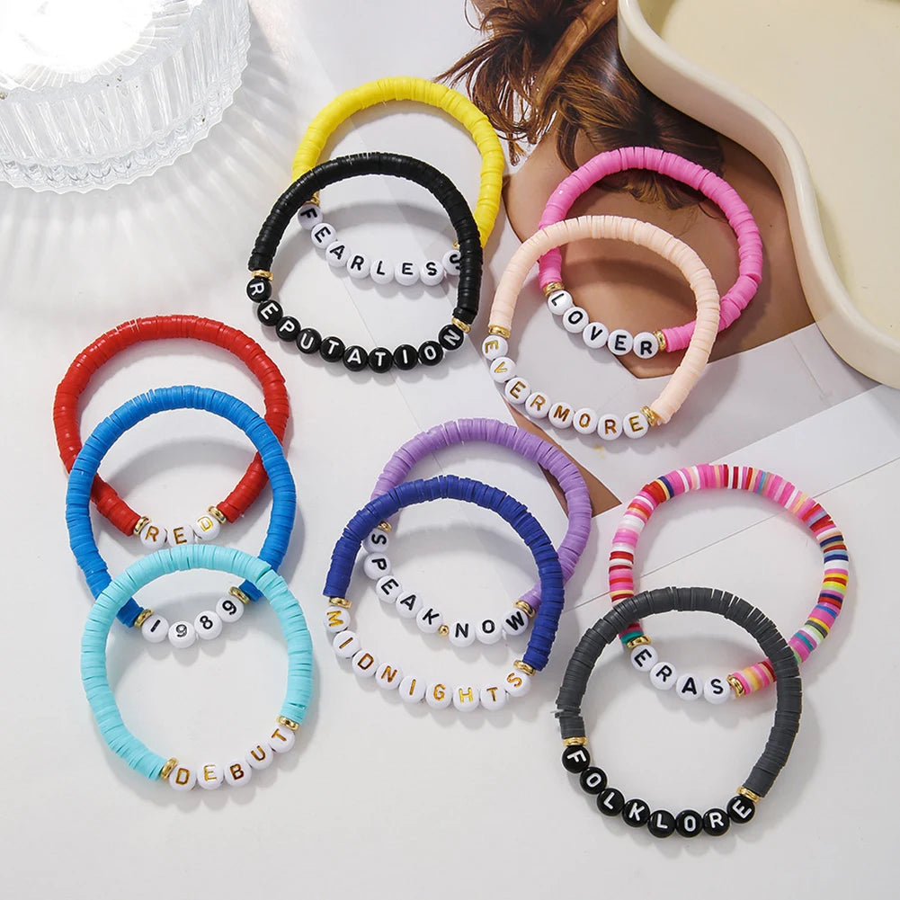 11/14pc bunte Freundschaft bänder für Taylor Swift Fans verstellbares Album inspiriert Armband Stretch Letter Perlen Armbänder