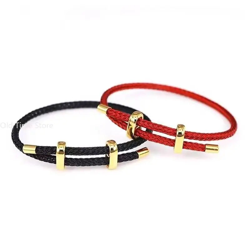Rot-schwarzer Stahldraht, verstellbare Armreifen, erweiterbar, handgefertigt, geflochtenes Seil, Paar-Armbänder für Damen und Herren, Schmuckschnur