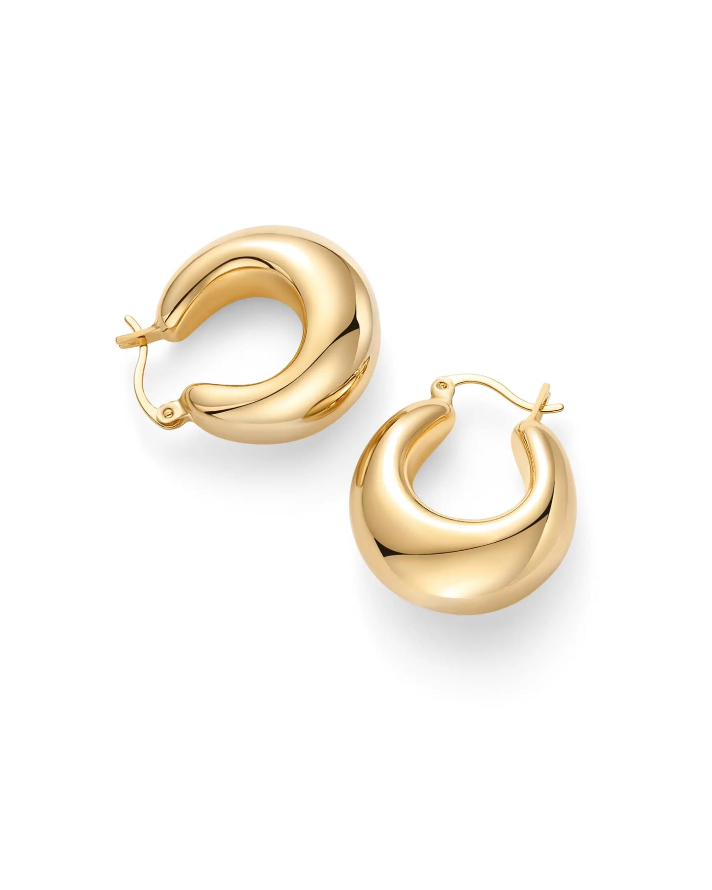 Shevalue Damen-Ohrringe, klassisch, 14 Karat vergoldet, Sterlingsilber, Pfosten, klobige Creolen, dicke, leichte, trendige, klobige Creolen