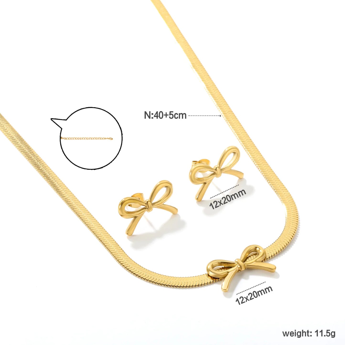 Vierblättriges Kleeblatt für Damen, Halskette, Armband, Ohrringe, Edelstahl, flache Schlangenkette, Halsband für Damen und Mädchen, Modeschmuckset