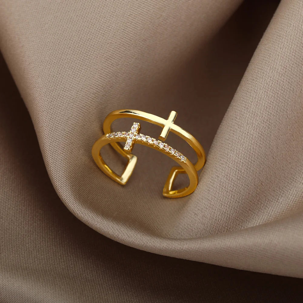 Edelstahlringe für Frauen 2024, Trend, neu in Goldfarbe, Ring für Damen, Hochzeitspaar, Schmuck, kostenloser Versand, Artikel anillos mujer
