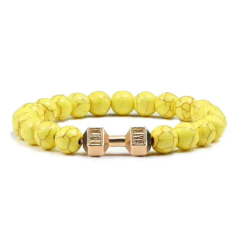 Lava Armband Schwarz Vulkanstein schwarz Matte Hantel Perlen Armbänder Für Frauen Männer Fitness Langhantel Schmuck Herren Armbänder
