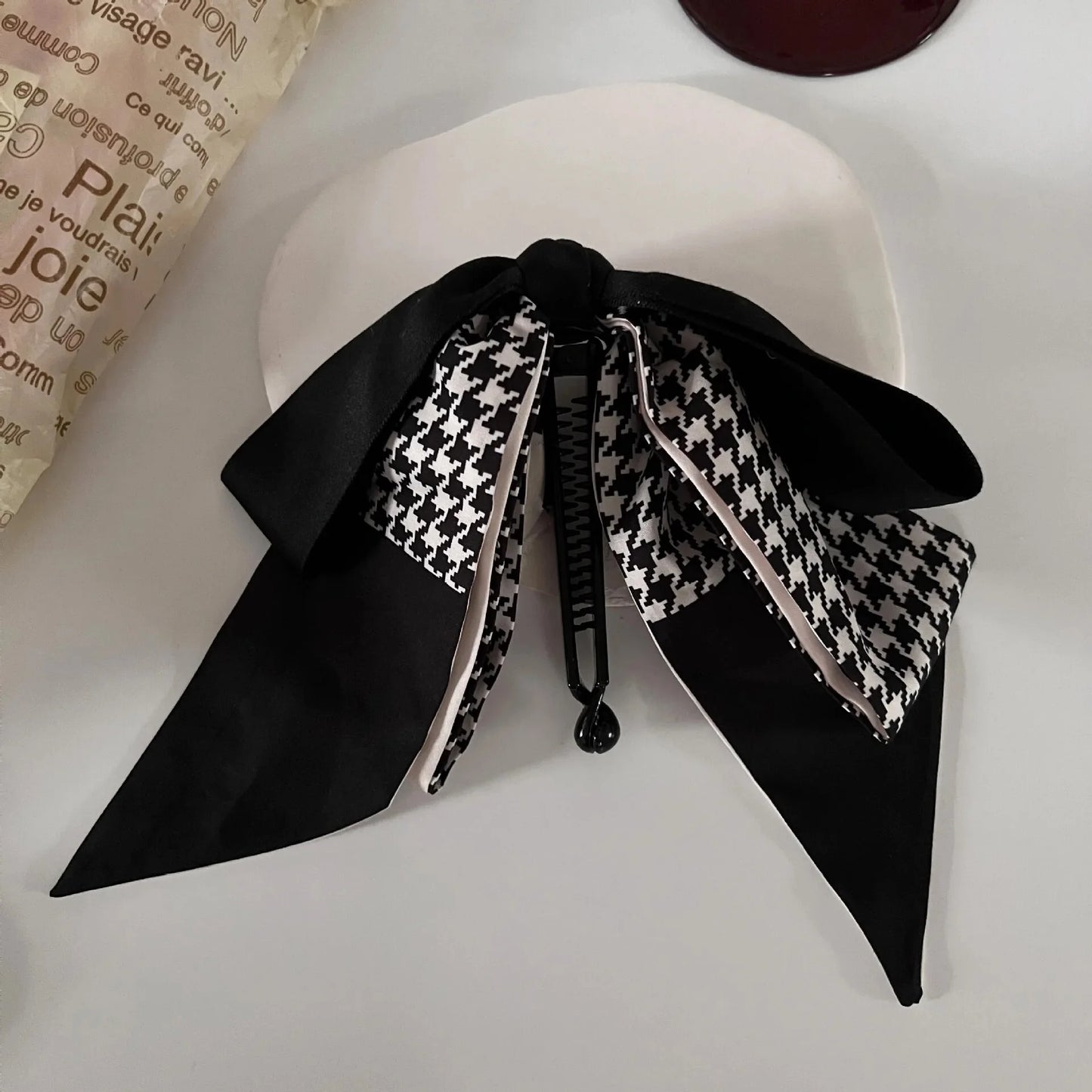 Vertikaler Clip, Pferdeschwanz, Seidenschal, Kaktus, eleganter Haarschmuck, Schmetterlingsknoten-Clip, Original-Haarkarte, Kopfschmuck, handgefertigt