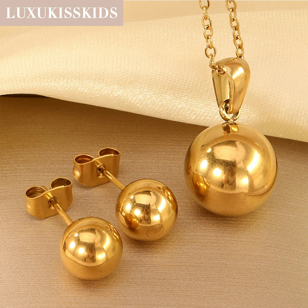 LUXUKISSKIDS Trendy Schmuck Set Edelstahl Silber/Gold Farbe Frau/Männer Großhandel Herz Anhänger Halskette Ohrringe Braut Sets