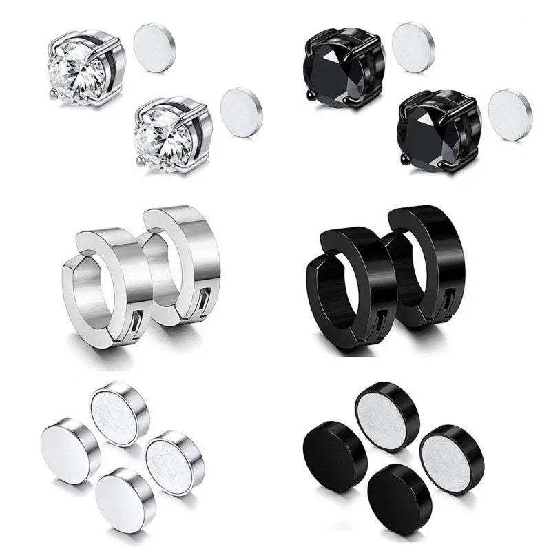 2-teiliges Punk-Ohrstecker-Set für Herren mit starkem Magnet, nicht durchdringende Ohrringe, gefälschte Kreuz-Ohrringe, Geschenk für Freund, Liebhaber, Schmuck