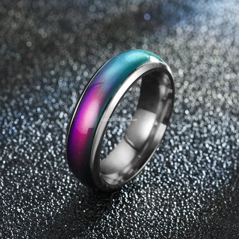 1 stücke Edelstahl Stimmung Ring Ändern Farbe Ringe Emotion Gefühl Temperatur Ring für Frauen Männer Paare Ringe Mode Schmuck