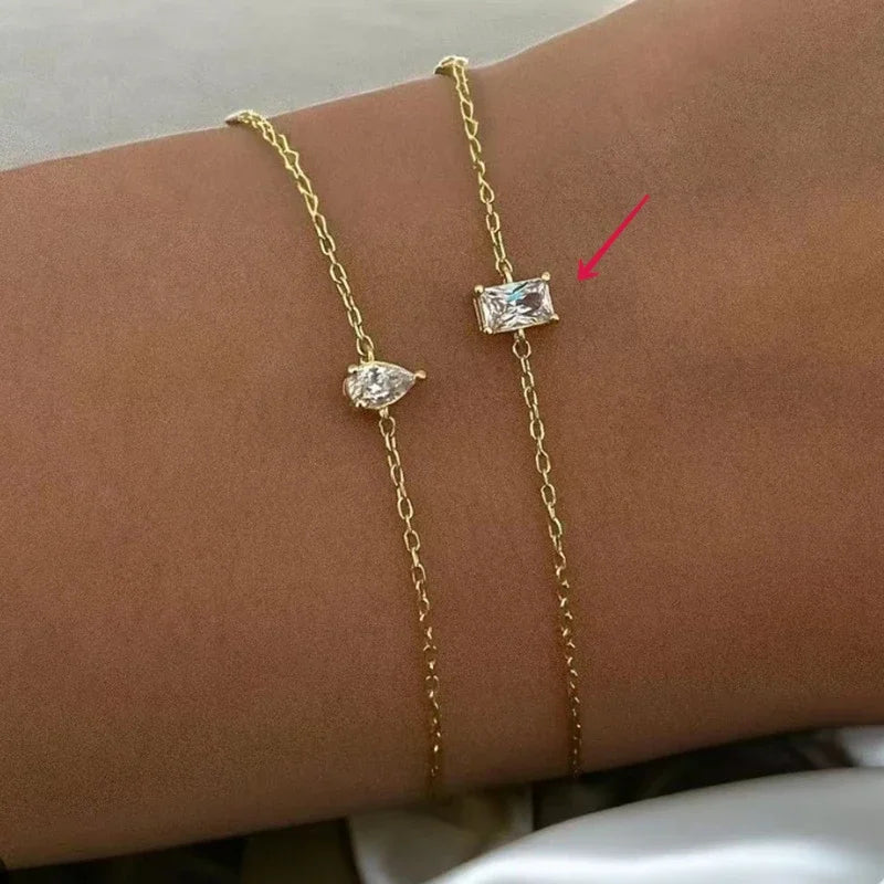 Neue Sommer Edelstahl Shinny Weiß Zirkon Kette Armbänder Für Frauen Einfache Armband Partei Schmuck Boho
