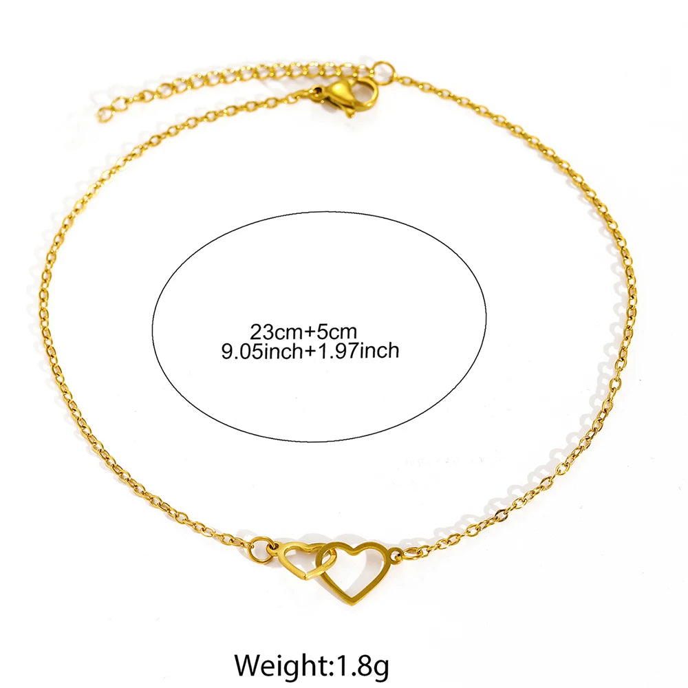 DGIDDK Edelstahl Fußkettchen Liebe Hohl Kreuz Fußkettchen Elegante Mode Vintage-Schmuck Für Frauen Sommer Strand Party Passenden