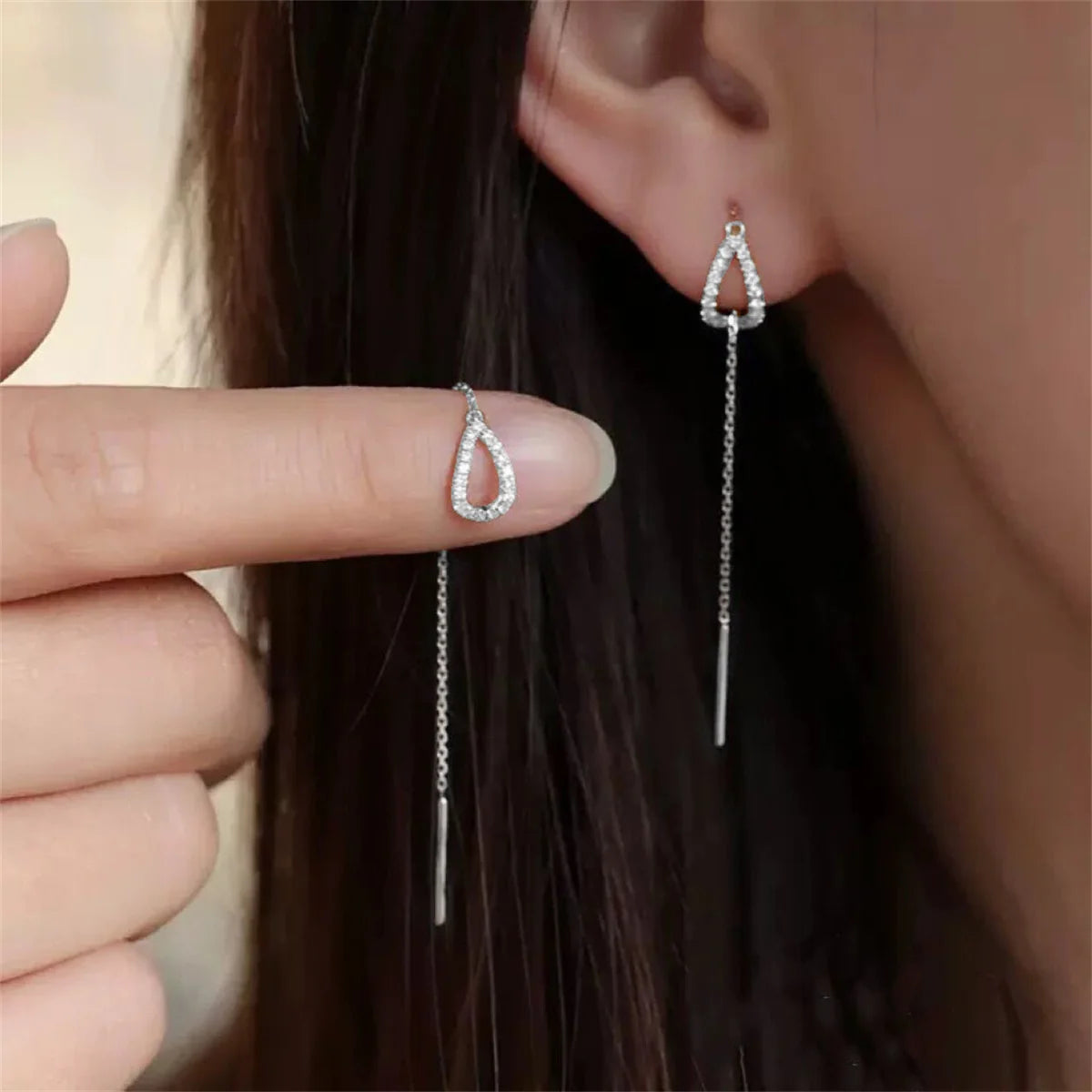 Einfache Gold Farbe Wasser Tropfen Lange Quaste Ohrringe Für Frauen Koreanische Mode Strass Waterdrop Ohr Linie Baumeln Ohrring Schmuck