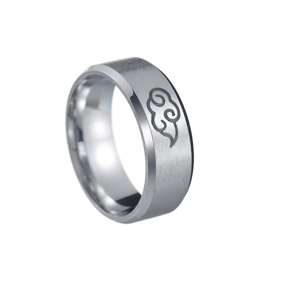Edelstahl Anime Cosplay Cloud Ringe Für Männer Frauen Schwarz Matte Ring Punk Harajuku Anime Paar Cosplay Schmuck
