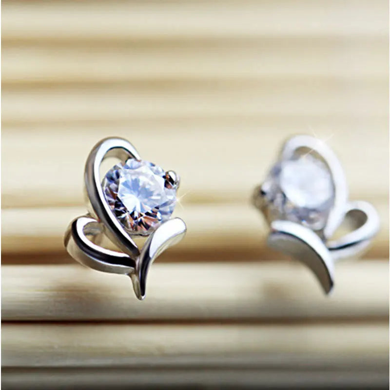Nadelohrringe aus 925er-Sterlingsilber, modischer, hochwertiger Schmuck, zweireihiger Kristallzirkon, runder Ohrstecker