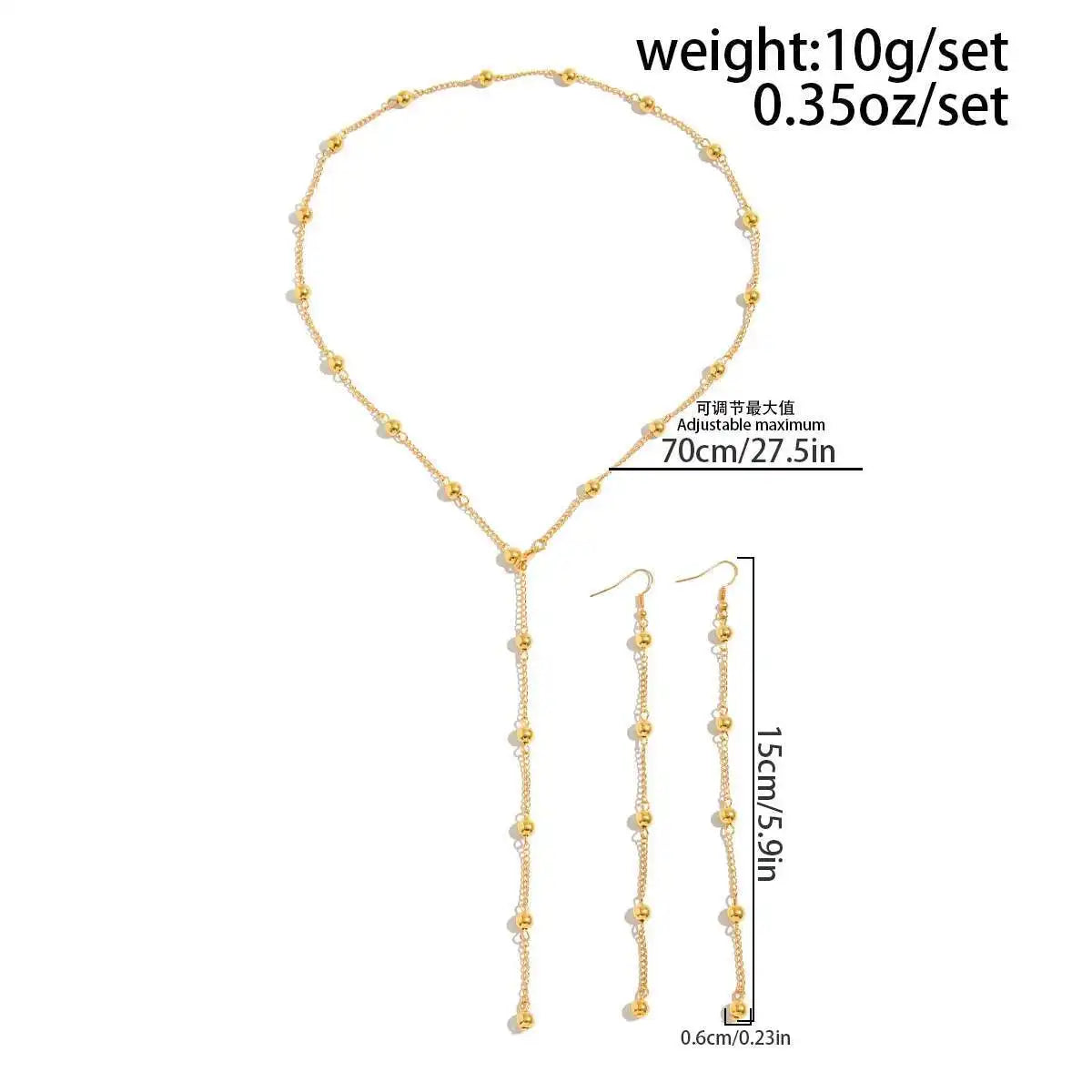 Lacteo Trendy Y-förmige dünne Kette kleine CCB Perlen Halskette Tropfen Ohrringe Sets für Frauen lange Quaste Anhänger eleganten Schmuck 2025