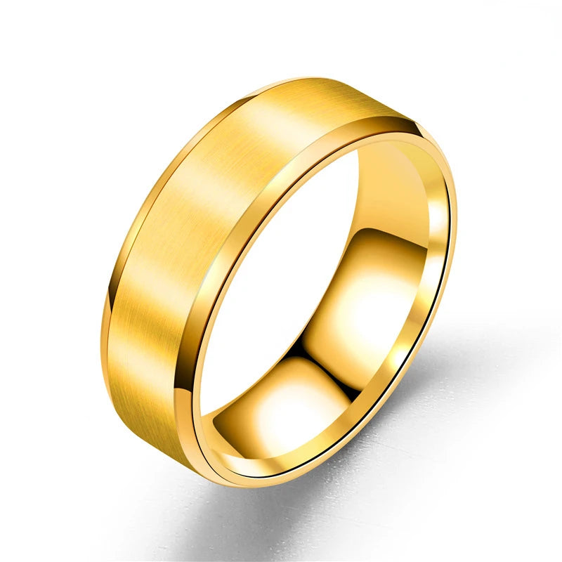 8mm Matt Edelstahl Einfaches Design Schlichte Titan Ringe Gold Ton Versilbert Schwarz Blau Ringe Männer Frau Schmuck Geschenk
