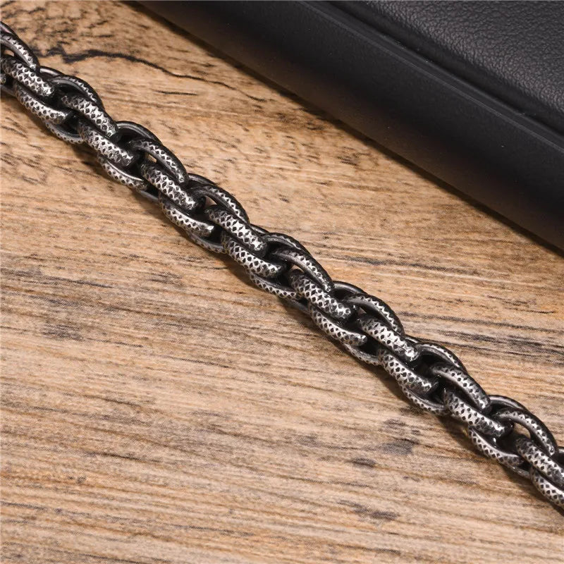 Hiphop 8mm handgefertigte Gliederkettenarmbänder für Männer Teenager Jungen, Punk Vintage Edelstahl Kettenarmband Schmuck Geschenke