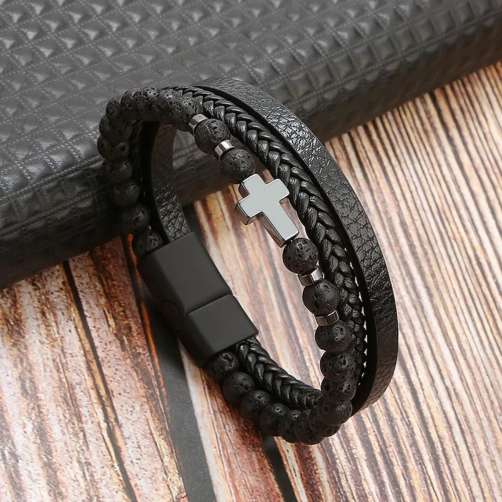 Heiße Mode Perlen Leder Armband Männer Klassische Tigerauge Perlen Multi Schicht Leder Armband Für Männer Schmuck 2023 Geschenk