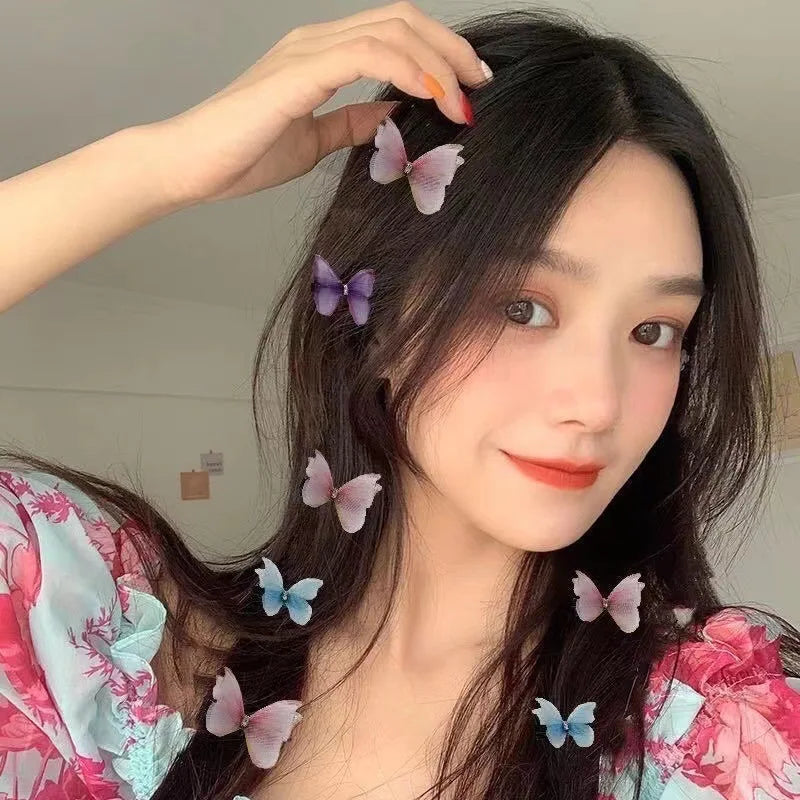5PCS Neue Nette Prinzessin Mesh Doppel-schicht Schmetterling Schöne Mädchen Haarnadeln Kinder Headwear Hairgrip Haar Clips Haar zubehör