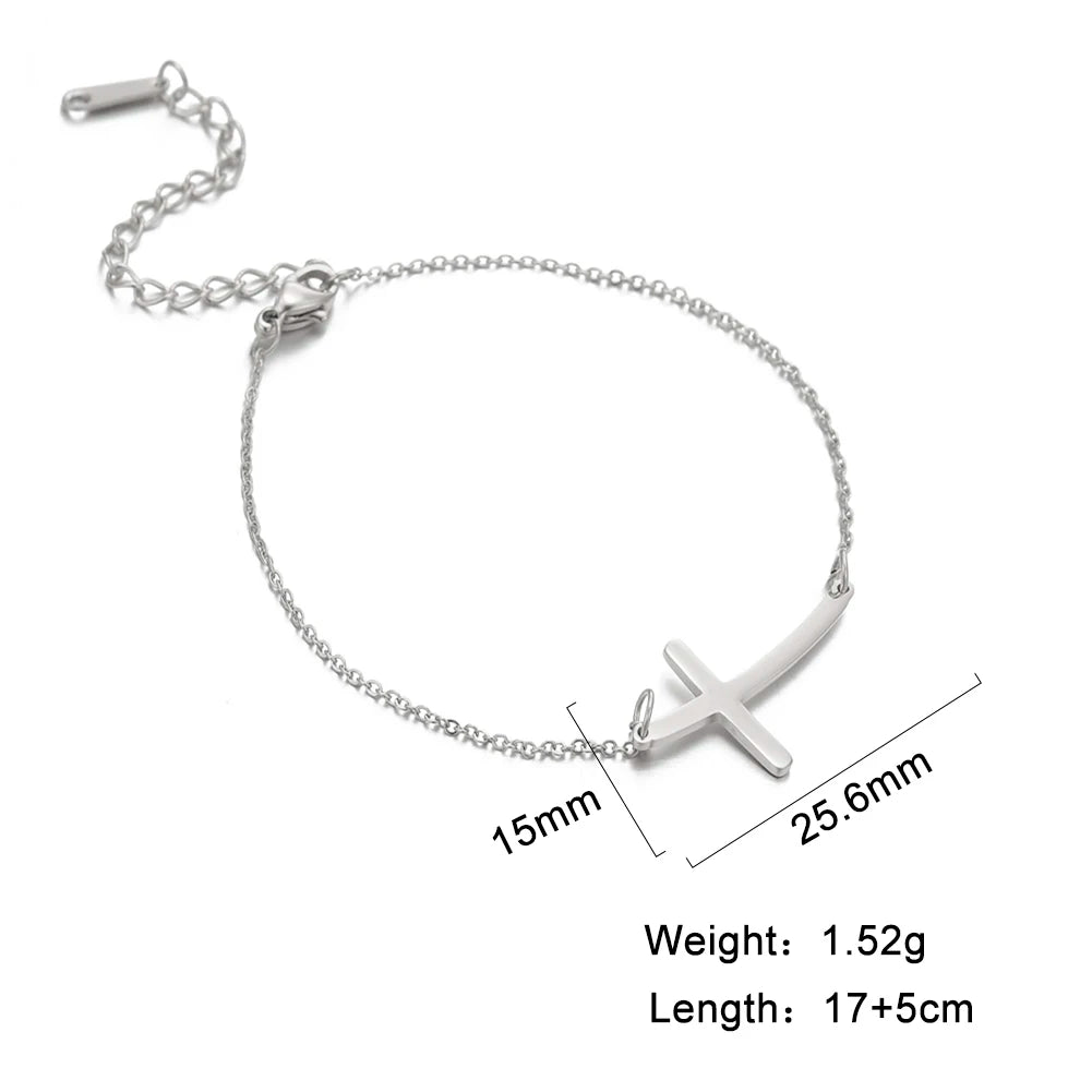 Amaxer Edelstahl Kreuz Anhänger Armband Für Frauen Mann Gold Farbe Pulseira Feminina Liebhaber Engagement Schmuck Geschenk